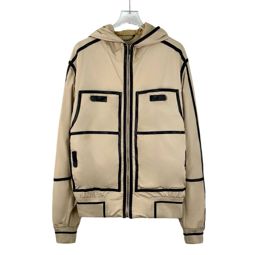 Versace Beige Patchwork Hooded Zipper Jacket Size… - image 1